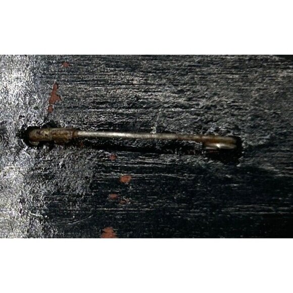 Vintage Hand-Painted Floral Black & Red Wooden Brooch Pin - Picture 6 of 11